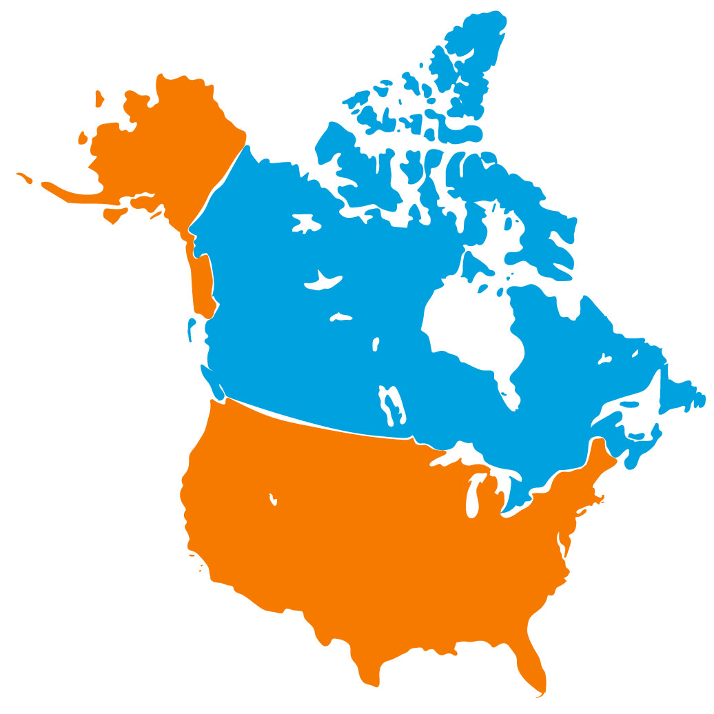 SImeon Canada - Supportive Hearing Systems is the blue portion of the North American map