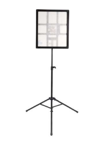 Omnipanel on Tripod - supports on a tripod the flat-planel speaker that boosts Large Listening Spaces. Omnipanel is compatible with simeon audita soundfield system